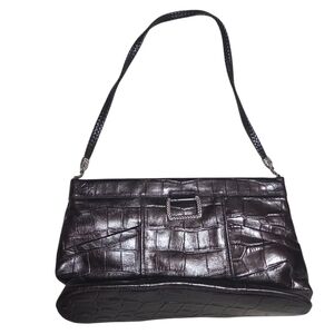 Brighton Rhoda Purse Brown Croc Shoulder Bag Braided Strap